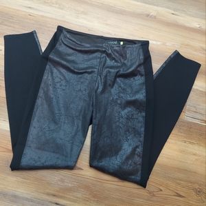 Lysse Faux Leather Front Panel Ponte Black Leggings Size M